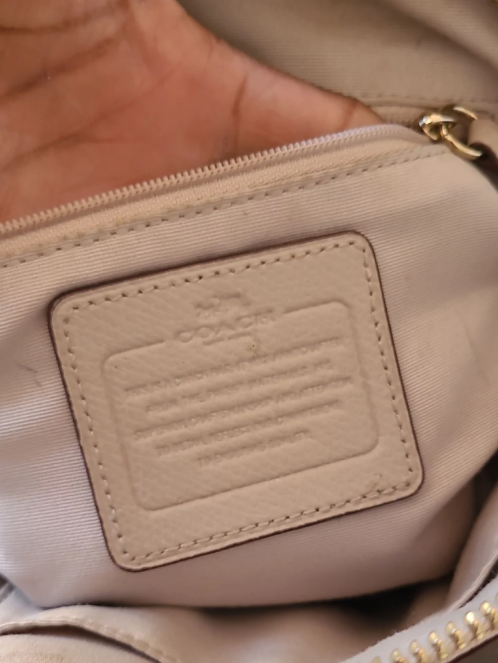 Coach Mini Cora Dome Cross Grain Leather Satchel Crossbody Purse Gray Cream